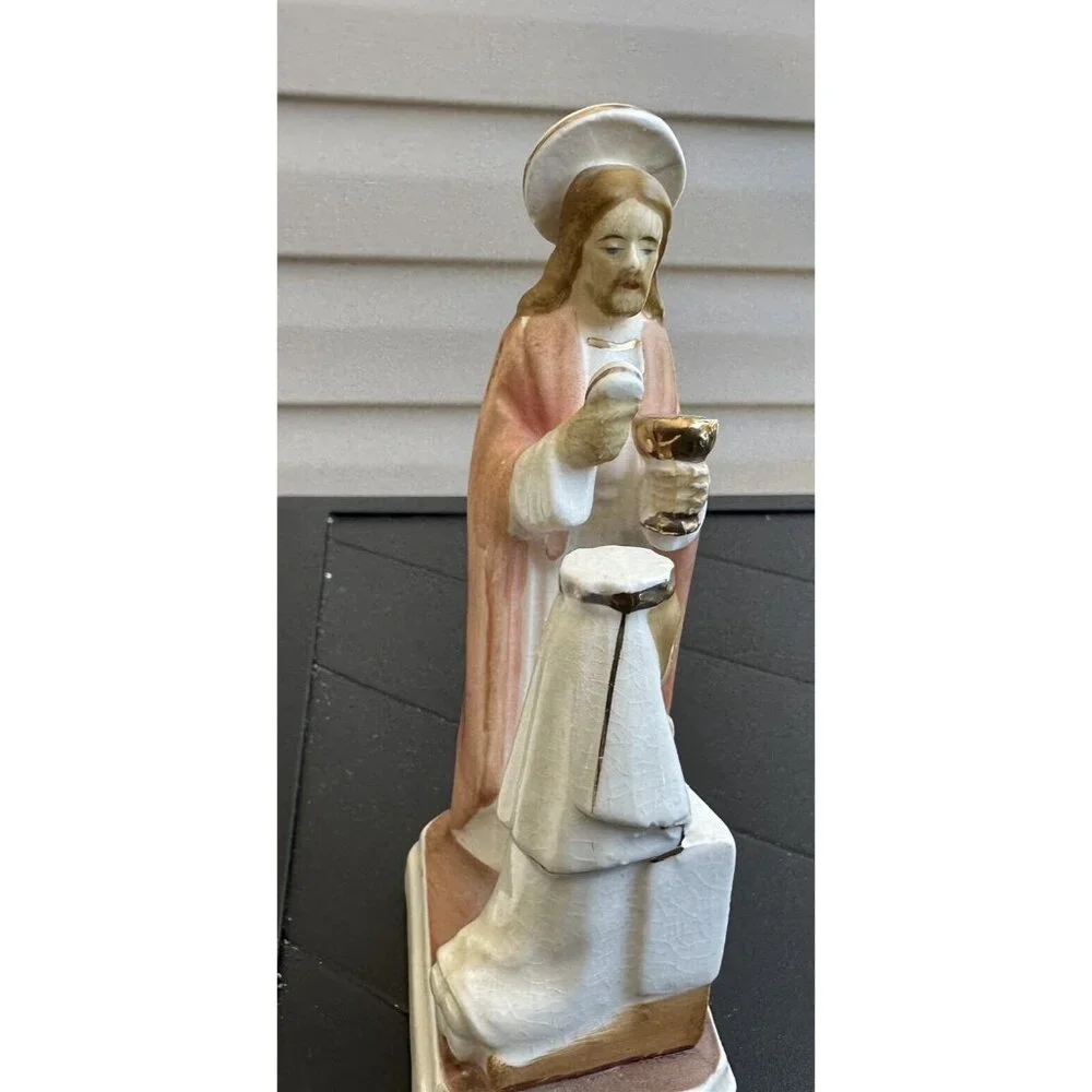 VINTAGE 1950'S SANMYRO JESUS LITTLE GIRL FIRST HOLY COMMUNION FIGURINE 5